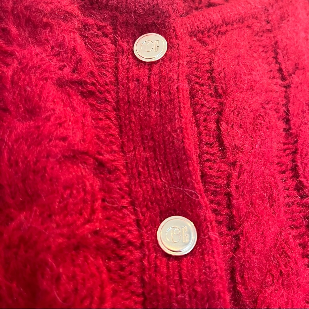 Red Cable-Knit Cropped Cardigan - GAP - Picture 4 of 9